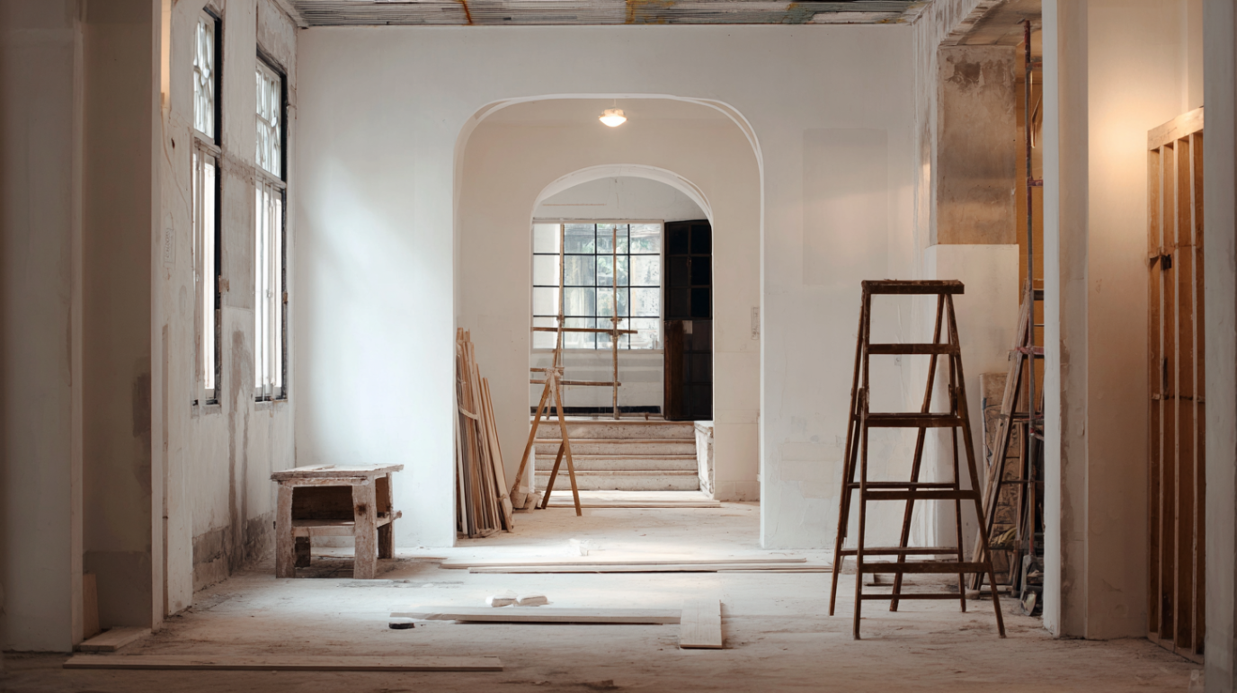 interior space during renovation